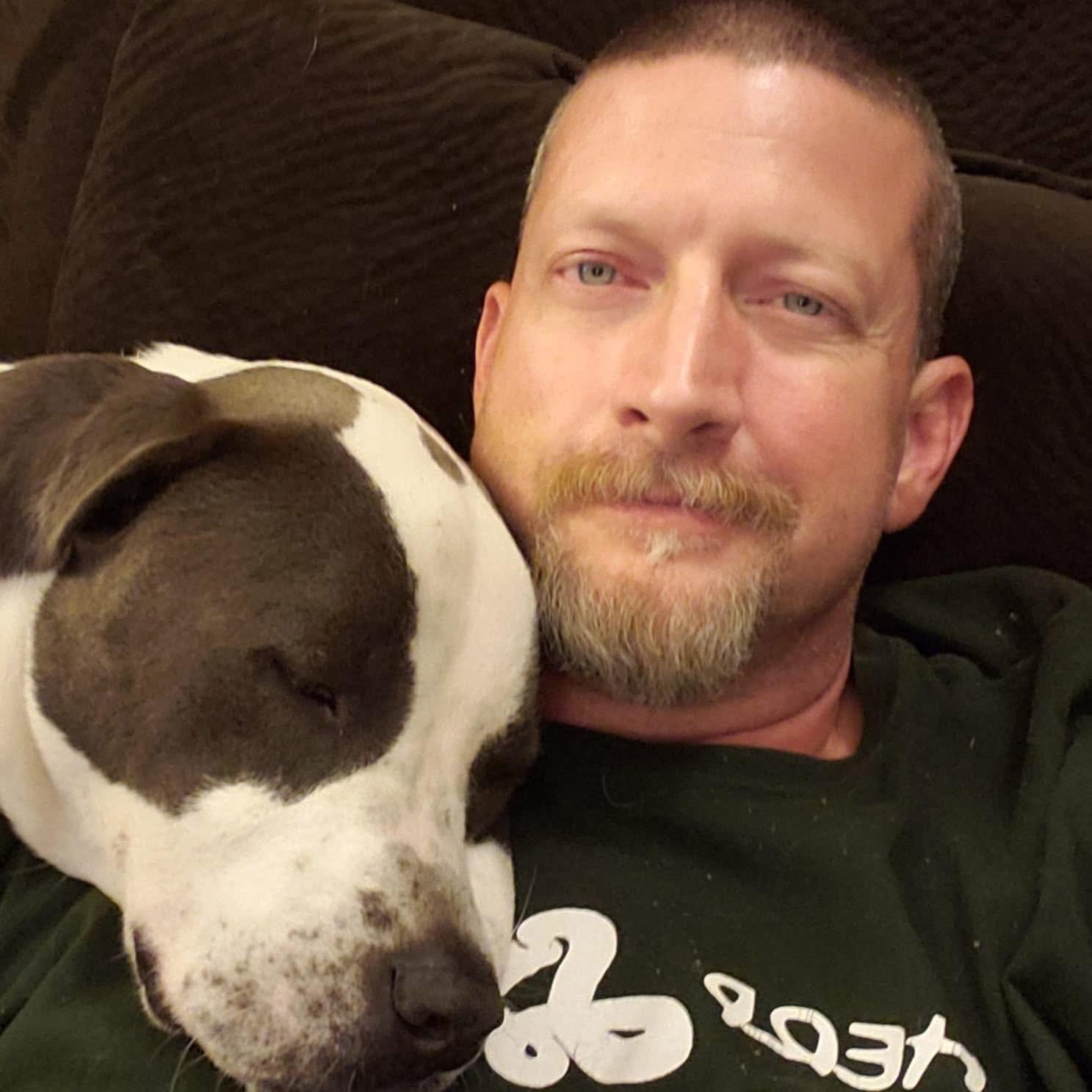 Jason Landers with his dog